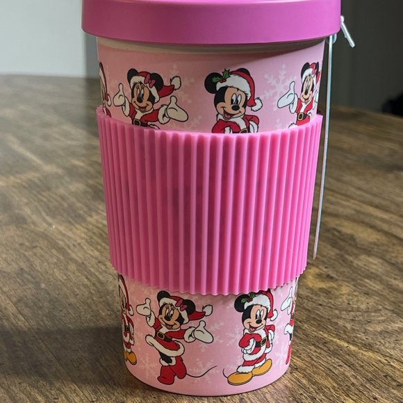 Disney Christmas Mickey and Minnie Mouse Bamboo Travel Mug, Pink, NWT - Picture 4 of 9